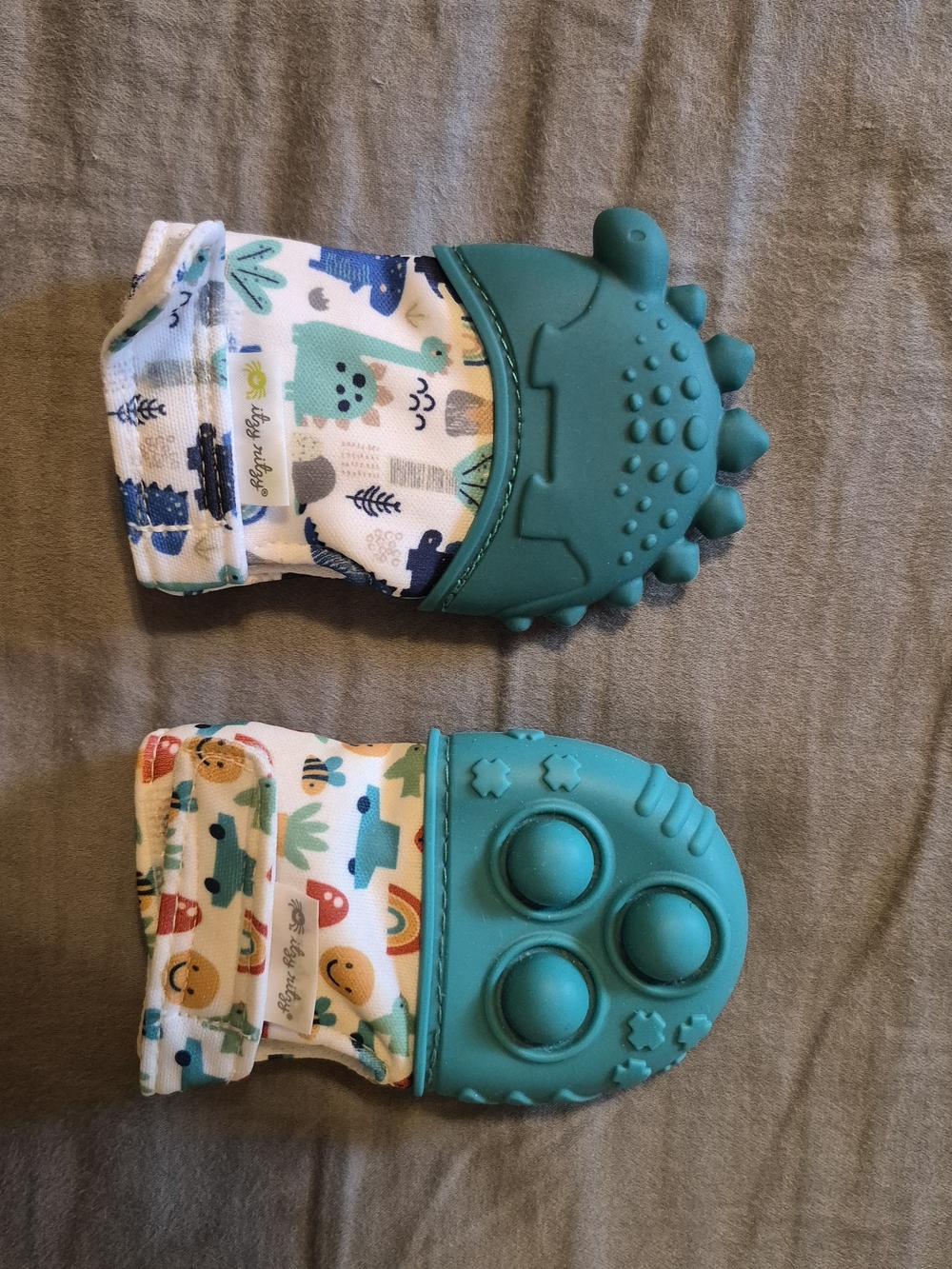Baby Teething Mitts with Teether Pads - Teal
